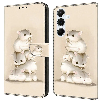 For Samsung Galaxy A55 5G Case Pattern Printing Anti-Drop Leather Flip Wallet Phone Cover - Stacking Squirrels