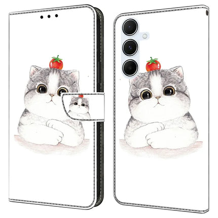 For Samsung Galaxy A55 5G Case Pattern Printing Anti-Drop Leather Flip Wallet Phone Cover - Cute Cat