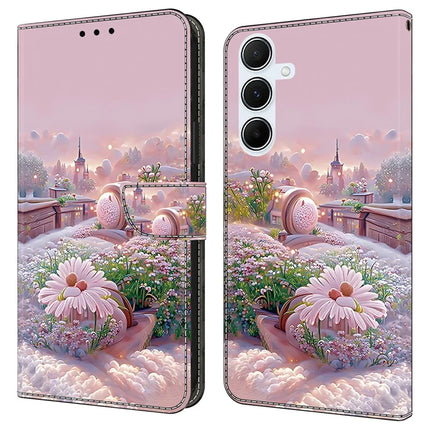 For Samsung Galaxy A55 5G Case Pattern Printing Anti-Drop Leather Flip Wallet Phone Cover - Garden