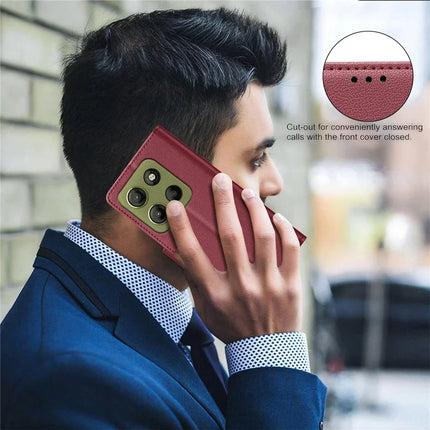 BINFEN COLOR BF32 For Motorola Moto G15 4G Leather Case Wallet RFID Blocking Phone Cover