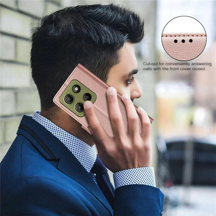 BINFEN COLOR BF32 For Motorola Moto G15 4G Leather Case Wallet RFID Blocking Phone Cover