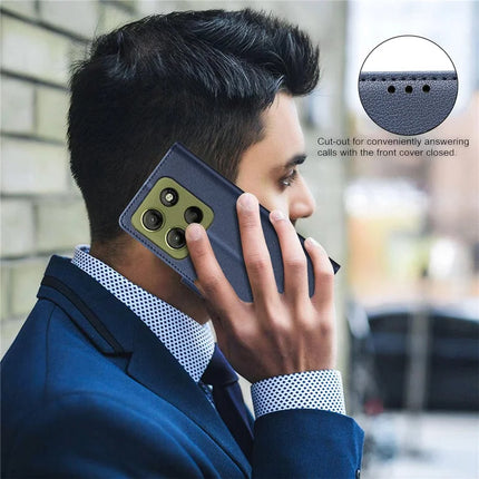 BINFEN COLOR BF32 For Motorola Moto G15 4G Leather Case Wallet RFID Blocking Phone Cover