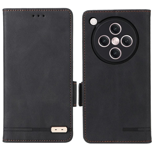 For Oppo Find X8 5G Case Leather Wallet Flip Phone Cover with Hardware Decor - Black