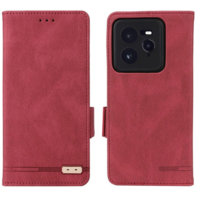 For Realme GT 7 Pro 5G Case Leather Wallet Flip Phone Cover with Hardware Decor - Rose