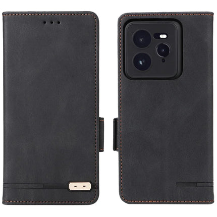 For Realme GT 7 Pro 5G Case Leather Wallet Flip Phone Cover with Hardware Decor - Black