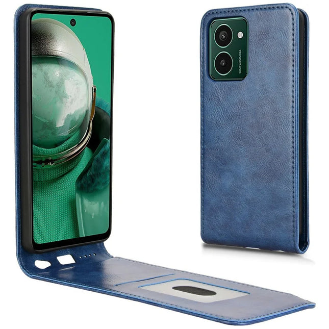 Leather Case for HMD Pulse Pro / Pulse+ / Pulse Card Slot Magnetic Vertical Flip Phone Cover - Blue