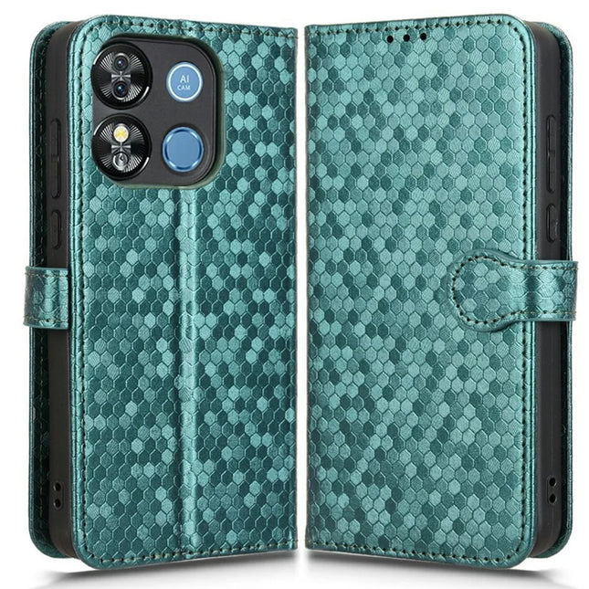 Wallet Phone Case for Oukitel C57 Pro / C57s / BLU 11S Dot Pattern Imprint PU Leather Cover - Green