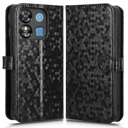 Wallet Phone Case for Oukitel C57 Pro / C57s / BLU 11S Dot Pattern Imprint PU Leather Cover - Black
