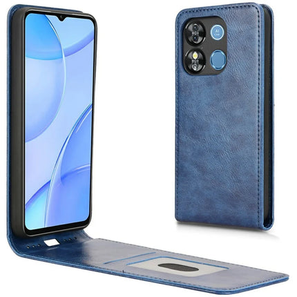 Leather Case for Oukitel C57 Pro / C57s / BLU 11S Card Slot Magnetic Vertical Flip Phone Cover - Dark Blue