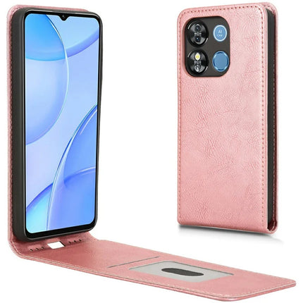 Leather Case for Oukitel C57 Pro / C57s / BLU 11S Card Slot Magnetic Vertical Flip Phone Cover - Rose Gold