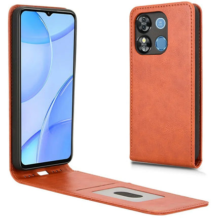 Leather Case for Oukitel C57 Pro / C57s / BLU 11S Card Slot Magnetic Vertical Flip Phone Cover - Orange