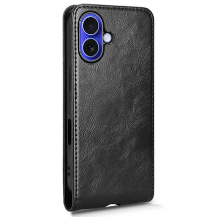 For iPhone 16 Plus Case with Card Slot Magnetic Vertical Flip Leather Phone Cover
