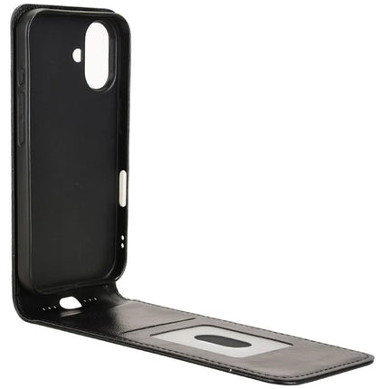 For iPhone 16 Plus Case with Card Slot Magnetic Vertical Flip Leather Phone Cover