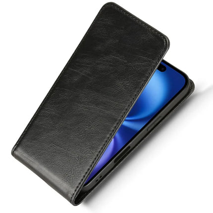 For iPhone 16 Plus Case with Card Slot Magnetic Vertical Flip Leather Phone Cover