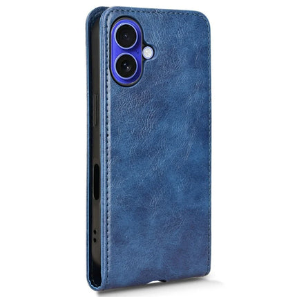 For iPhone 16 Plus Case with Card Slot Magnetic Vertical Flip Leather Phone Cover