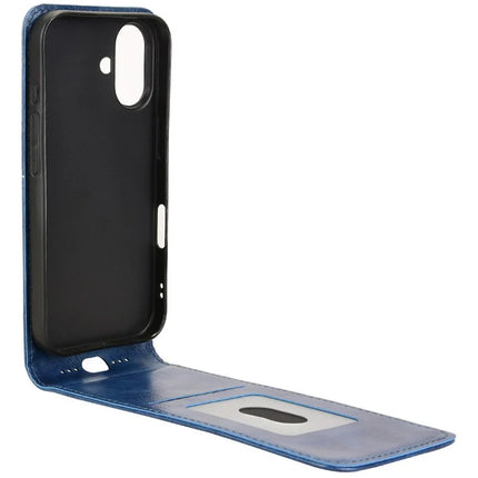 For iPhone 16 Plus Case with Card Slot Magnetic Vertical Flip Leather Phone Cover