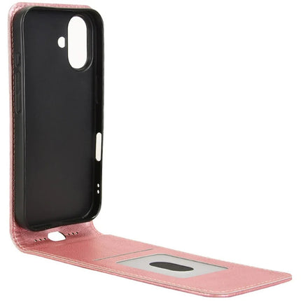For iPhone 16 Plus Case with Card Slot Magnetic Vertical Flip Leather Phone Cover