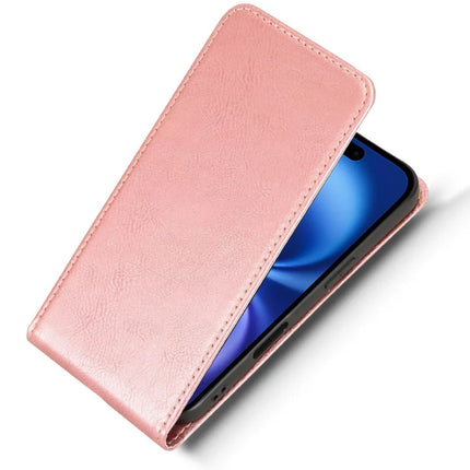 For iPhone 16 Plus Case with Card Slot Magnetic Vertical Flip Leather Phone Cover