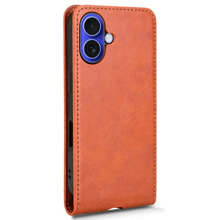 For iPhone 16 Plus Case with Card Slot Magnetic Vertical Flip Leather Phone Cover