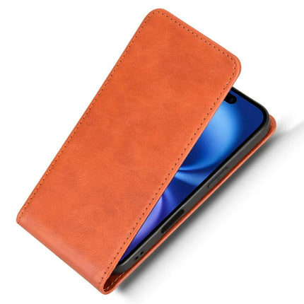 For iPhone 16 Plus Case with Card Slot Magnetic Vertical Flip Leather Phone Cover