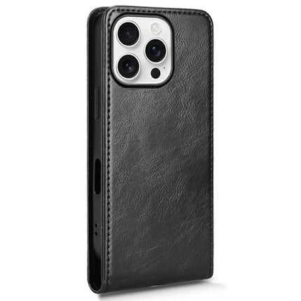 For iPhone 16 Pro Max Case with Card Slot Magnetic Vertical Flip Leather Phone Cover