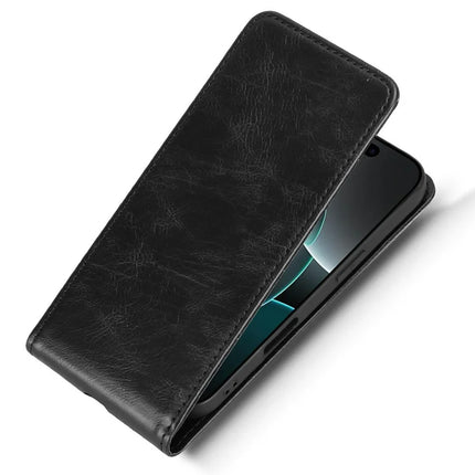 For iPhone 16 Pro Max Case with Card Slot Magnetic Vertical Flip Leather Phone Cover