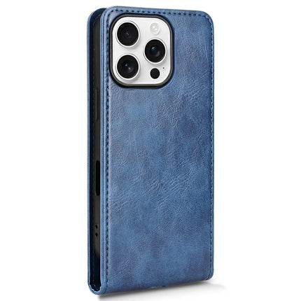 For iPhone 16 Pro Max Case with Card Slot Magnetic Vertical Flip Leather Phone Cover
