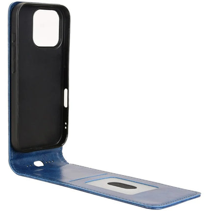 For iPhone 16 Pro Max Case with Card Slot Magnetic Vertical Flip Leather Phone Cover