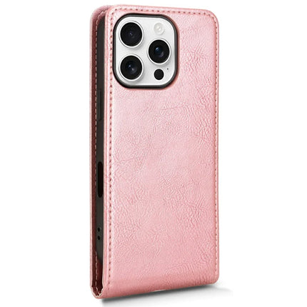 For iPhone 16 Pro Max Case with Card Slot Magnetic Vertical Flip Leather Phone Cover