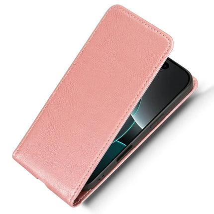 For iPhone 16 Pro Case with Card Slot Magnetic Vertical Flip Leather Phone Cover