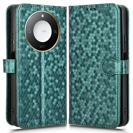 For Honor X9c Smart 5G / X60 5G Wallet Case Dot Pattern Imprint PU Leather Phone Cover - Green