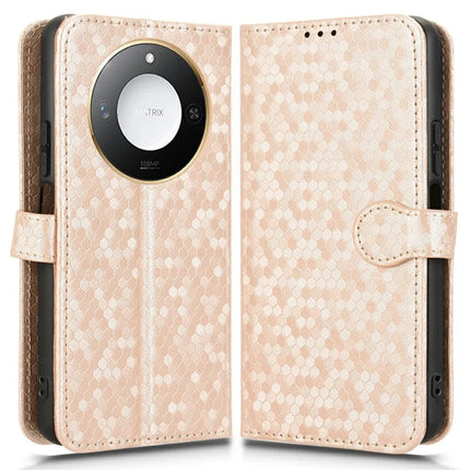 For Honor X9c Smart 5G / X60 5G Wallet Case Dot Pattern Imprint PU Leather Phone Cover - Rose Gold