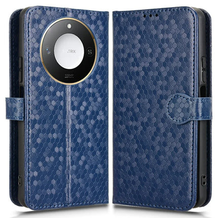 For Honor X9c Smart 5G / X60 5G Wallet Case Dot Pattern Imprint PU Leather Phone Cover - Dark Blue