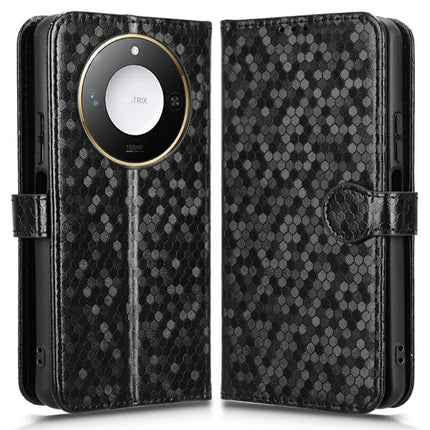 For Honor X9c Smart 5G / X60 5G Wallet Case Dot Pattern Imprint PU Leather Phone Cover - Black