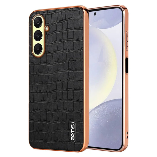 AZNS For Samsung Galaxy A26 5G Case Electroplating Crocodile Texture PU+TPU Phone Cover - Black