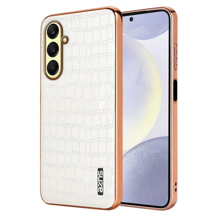 AZNS For Samsung Galaxy A26 5G Case Electroplating Crocodile Texture PU+TPU Phone Cover - White