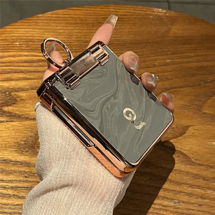 For Huawei nova Flip 5G Case Ring Holder Rhinestone Decor PU Leather PC Folding Phone Cover