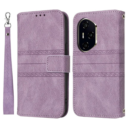 For Honor 300 Pro Case Wallet Skin-Touch Leather Imprinted Phone Cover - Purple