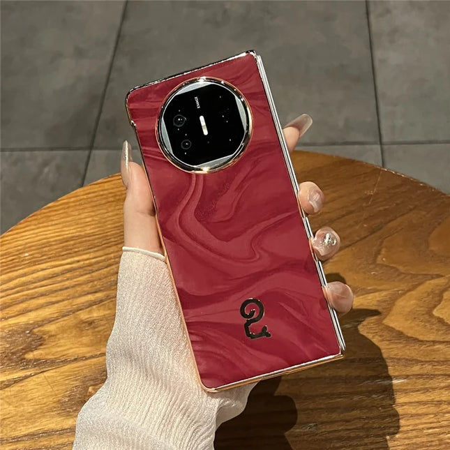 For Huawei Mate X5 Case PU Leather Hard PC Folding Phone Cover - Red