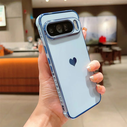 For Google Pixel 9 Pro XL Case TPU Phone Back Cover Electroplating Heart Pattern