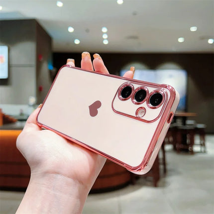 For Samsung Galaxy A55 5G Case TPU Phone Back Cover Electroplating Heart Pattern