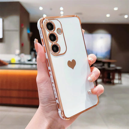 For Samsung Galaxy A55 5G Case TPU Phone Back Cover Electroplating Heart Pattern