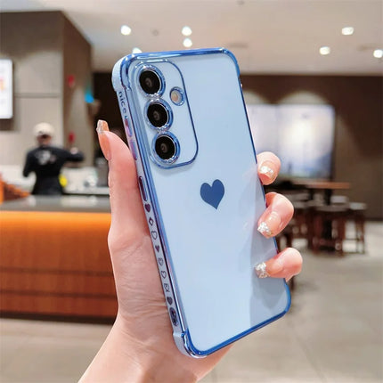 For Samsung Galaxy A55 5G Case TPU Phone Back Cover Electroplating Heart Pattern
