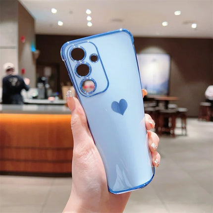 For Samsung Galaxy A55 5G Case TPU Phone Back Cover Electroplating Heart Pattern
