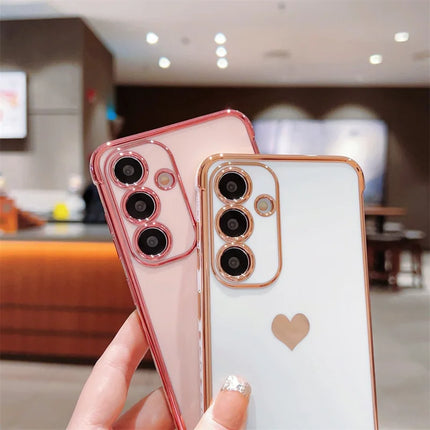 For Samsung Galaxy A55 5G Case TPU Phone Back Cover Electroplating Heart Pattern