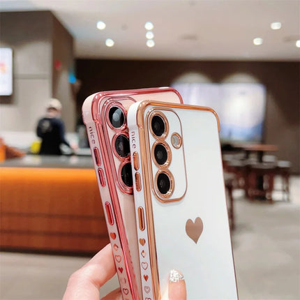 For Samsung Galaxy A55 5G Case TPU Phone Back Cover Electroplating Heart Pattern