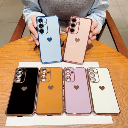 For Samsung Galaxy A55 5G Case TPU Phone Back Cover Electroplating Heart Pattern