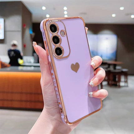 For Samsung Galaxy A55 5G Case TPU Phone Back Cover Electroplating Heart Pattern