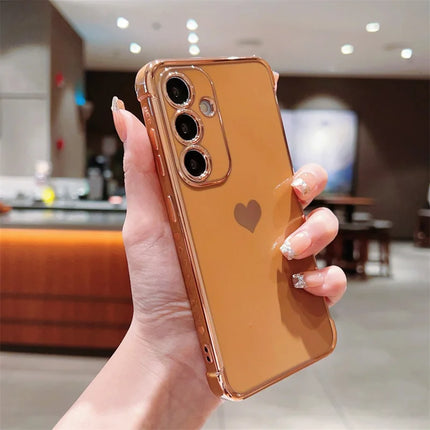 For Samsung Galaxy A55 5G Case TPU Phone Back Cover Electroplating Heart Pattern