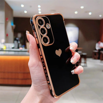 For Samsung Galaxy A55 5G Case TPU Phone Back Cover Electroplating Heart Pattern
